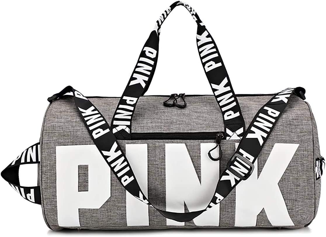 Gym Sports Bag,Lightweight Potable Sport Duffel Bag Canvas Shoulder Bags Large Capacity Sports Travel Duffels Multifunction Shoulder Bags Grey