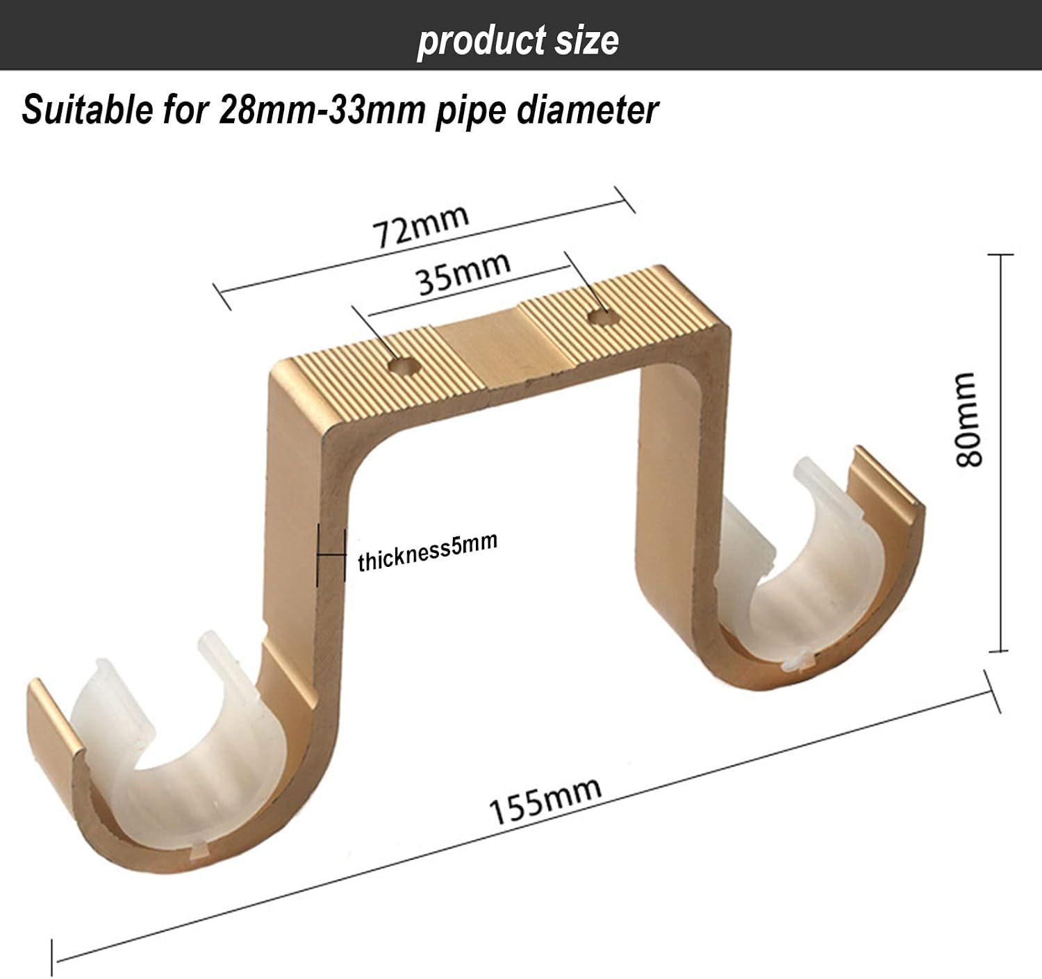Drape Rod Bracket ， Curtain Rod Base，Double Curtain Rod Brackets Heavy Duty Curtain Rod Holder with Plastic Buckle for Wall Black Double Curtain Brackets Hook Et of 2 Drape Rod Bracket,c(B)