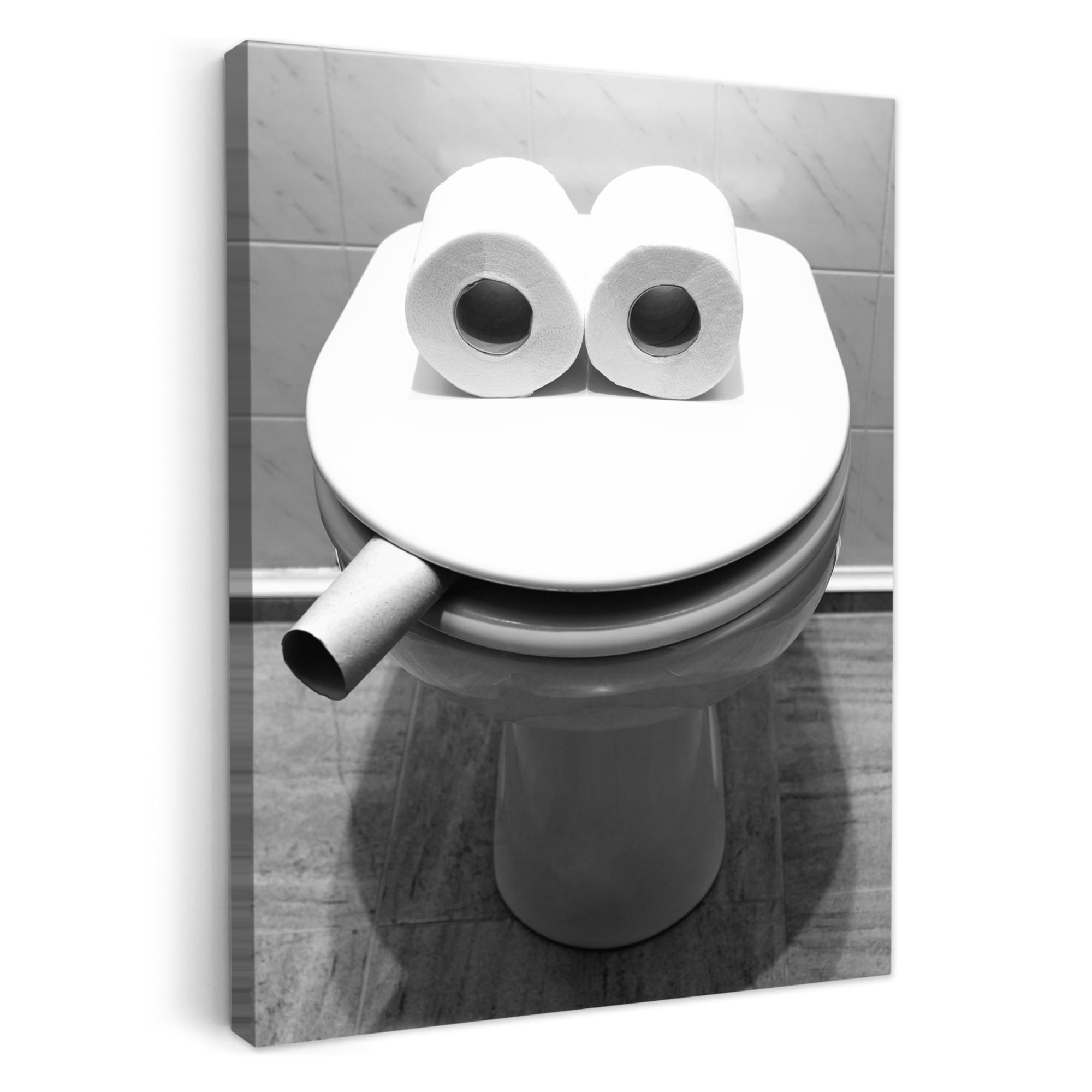 MuchoWow© Canvas Wall Art 60x80 cm Decor Prints for Living Room Decorative Canvases Hall Artwork WC - Toilet seat - Funny - Toilet
