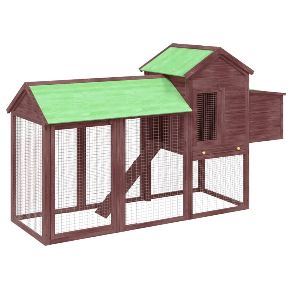 Gallinero moca 193 x 65 x 117 cm de madera maciza de pino con nido, rampa y zona para dormir, estable gallinero para aves de corral, patos y conejos
