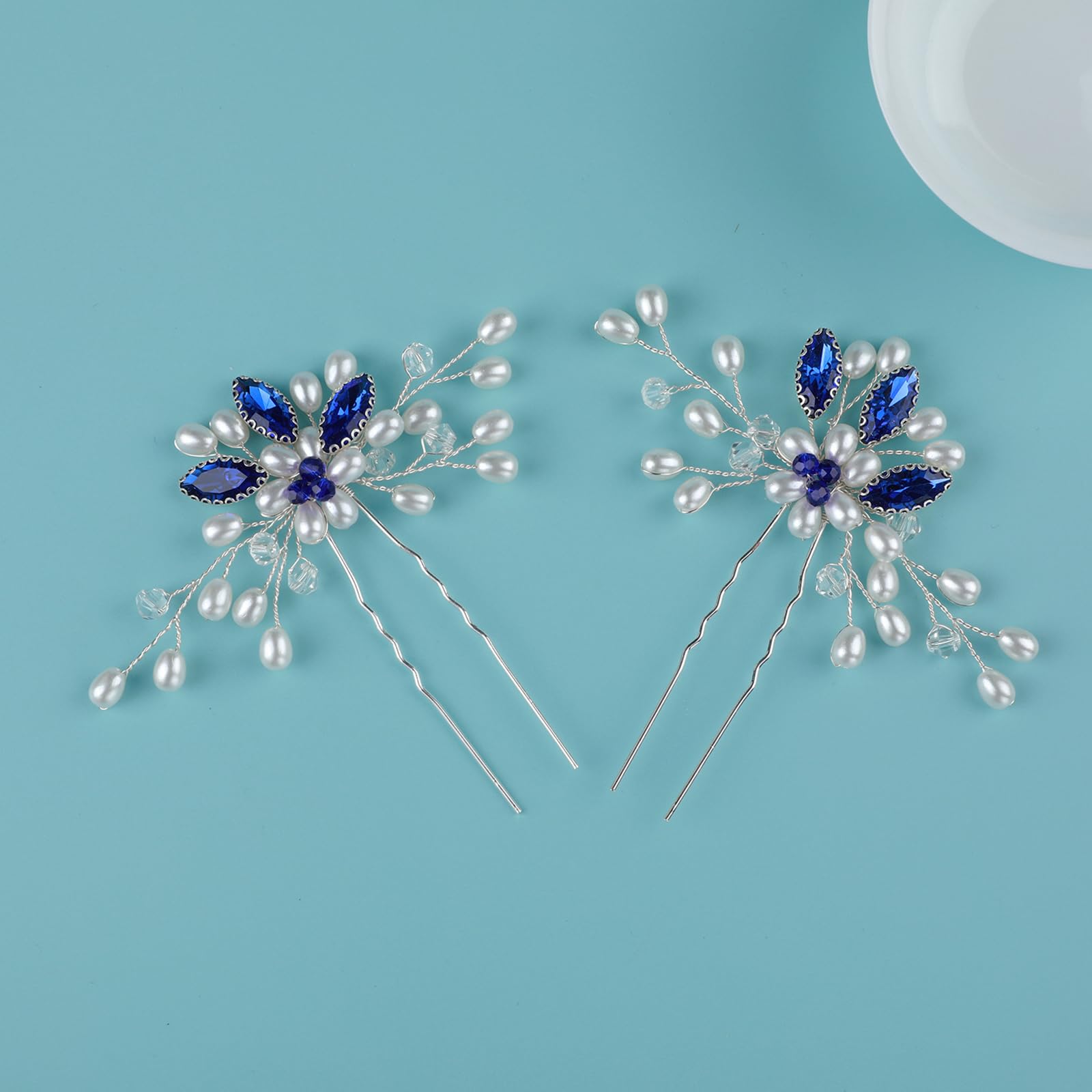 Kercisbeauty - Pettine per capelli da sposa con fiori e perline verdi menta, accessorio per capelli lunghi e ricci, stile rustico