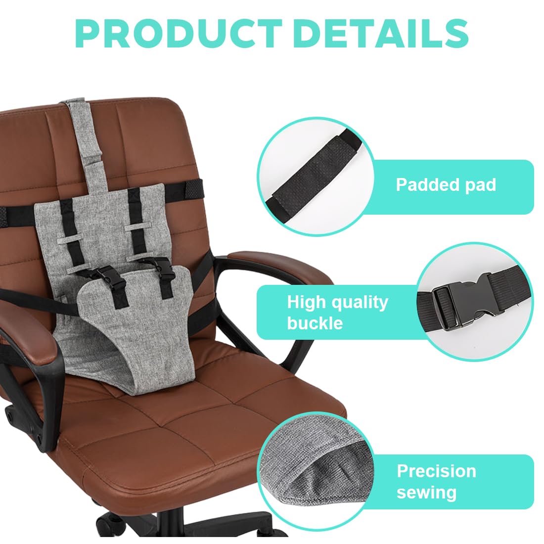 1 Pezzi Seggiolone Pappa Portatile, Lavabile Seggiolone Imbracatura, Seggiolone per Bambini da Viaggio con Imbracatura di Sicurezza, Sedia Imbracatura Portatile per Bambini, 6-36 Mesi per Viaggi Casa