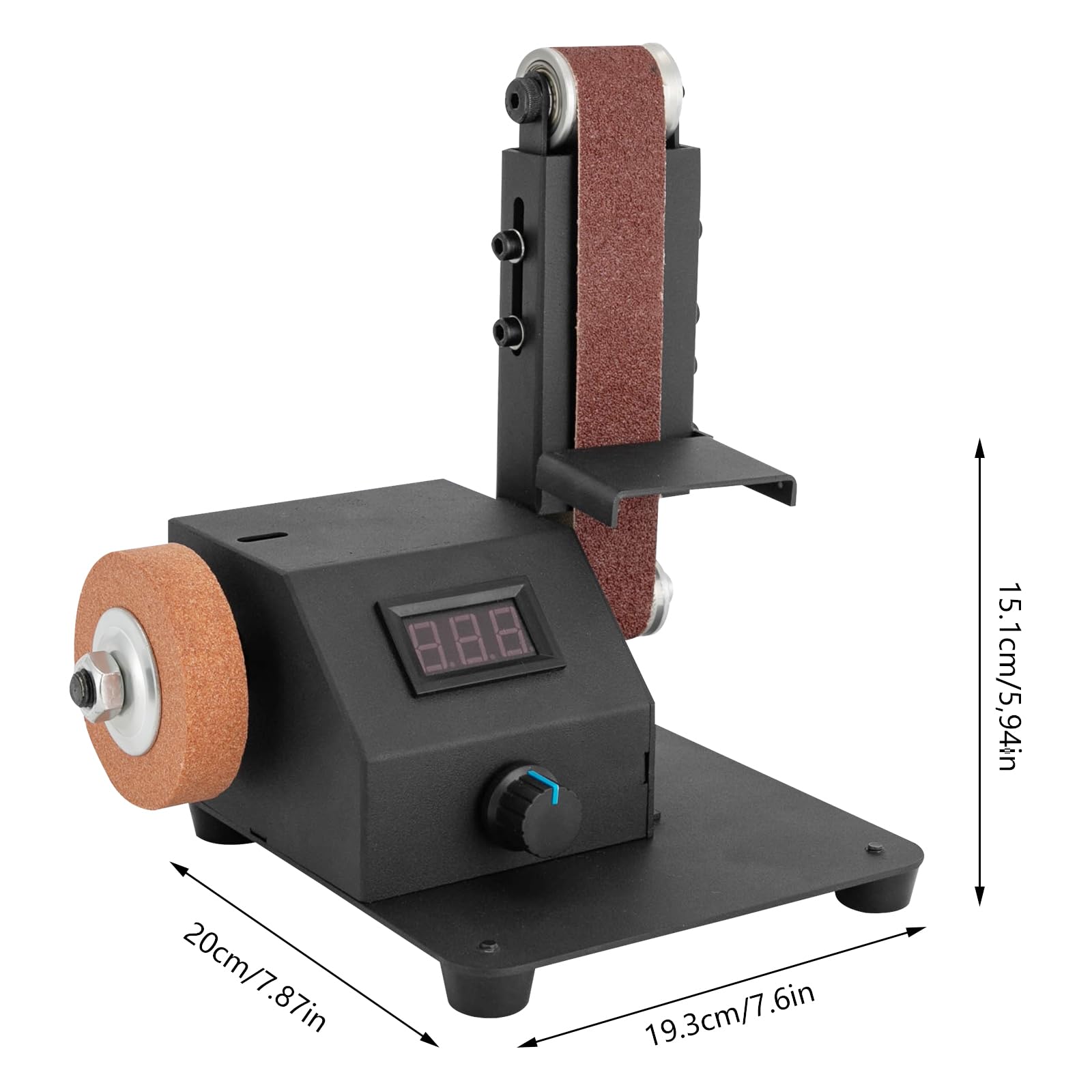 Lijadora de banda eléctrica de 350 W, con 0-8500 rpm variable, incluye 10 bandas de lijado y accesorios para metal, madera, plástico