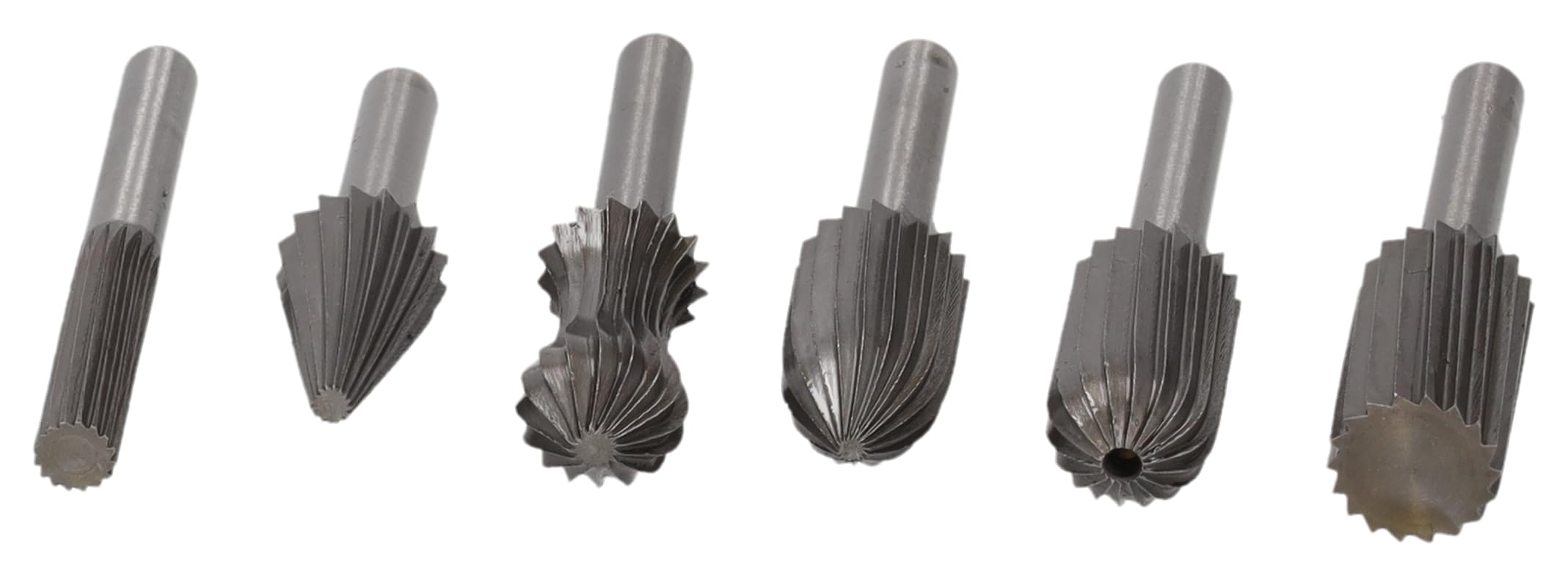 DEDRA Zestaw 6 trzpieni frezarskich HSS, do aluminium, metali nieżelaznych, tworzywa sztucznego i drewna, średnica trzpienia 6 mm, nadaje się do szlifierek prostych