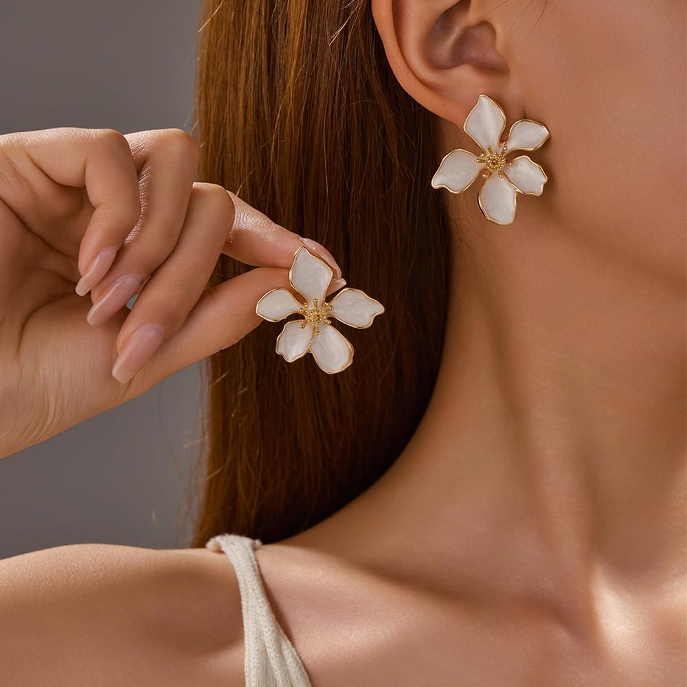 Elegant Floral Earrings for Women, Classy Pastel Flower Stud Earrings Jewelry Accessories Romantic Cool Gifts for Her - Image 3