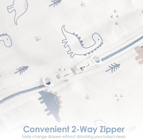 Miniatura 4 de SANDJEST Manta para bebé de 0 a 2 meses, saco de dormir de algodón con cremallera y brazos, mantas para bebés recién nacidos (dinosaurio, paquete de