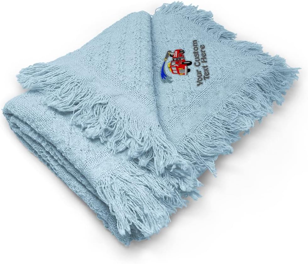 Custom Embroidery Nursery Bedding Baby Blankets for Boys & Girls Kids Firetruck