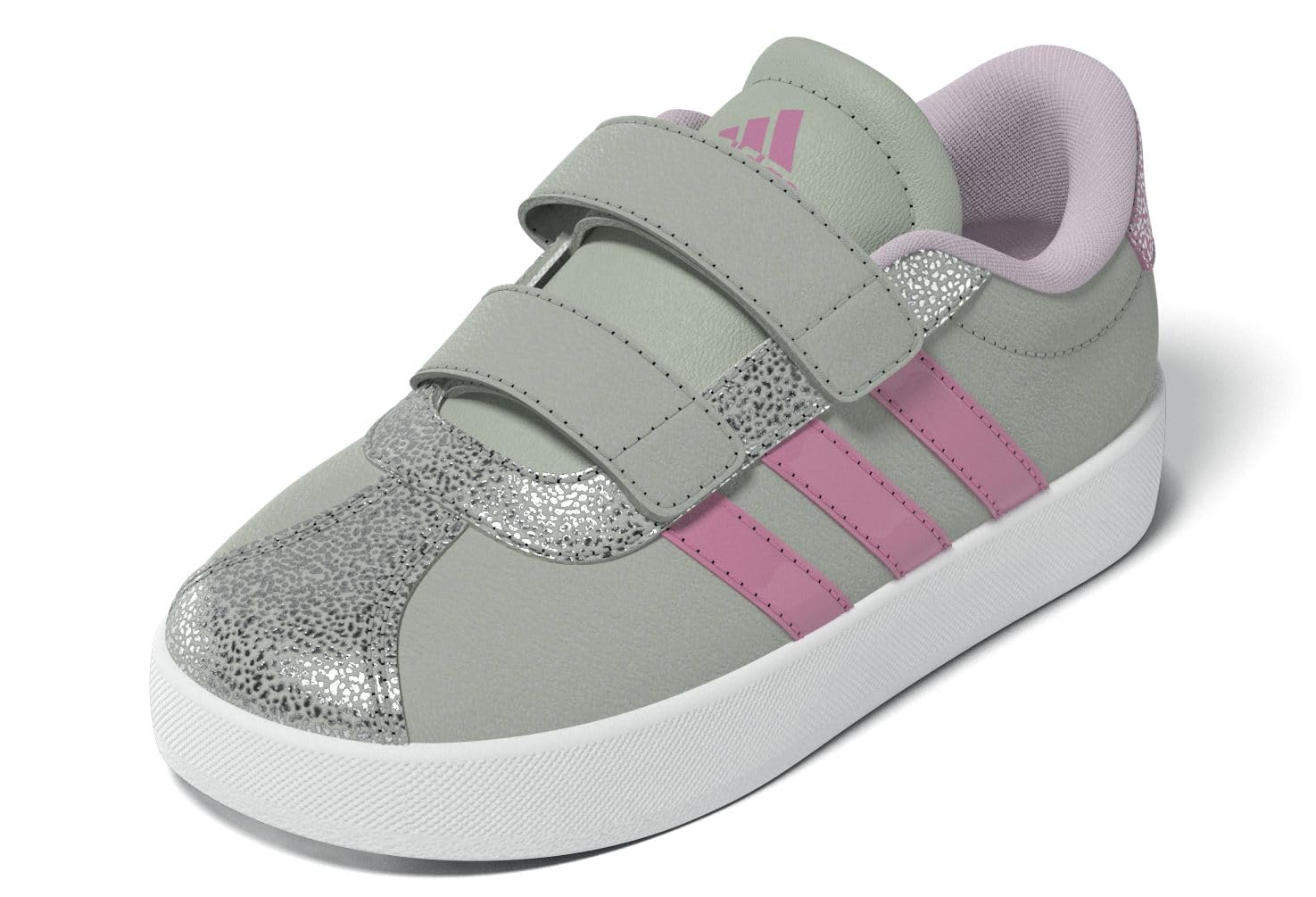 adidas Unisex Baby VL Court 3.0 Shoes Infants, Linen Green/Bliss Pink/Clear Pink, 8.5 UK Child