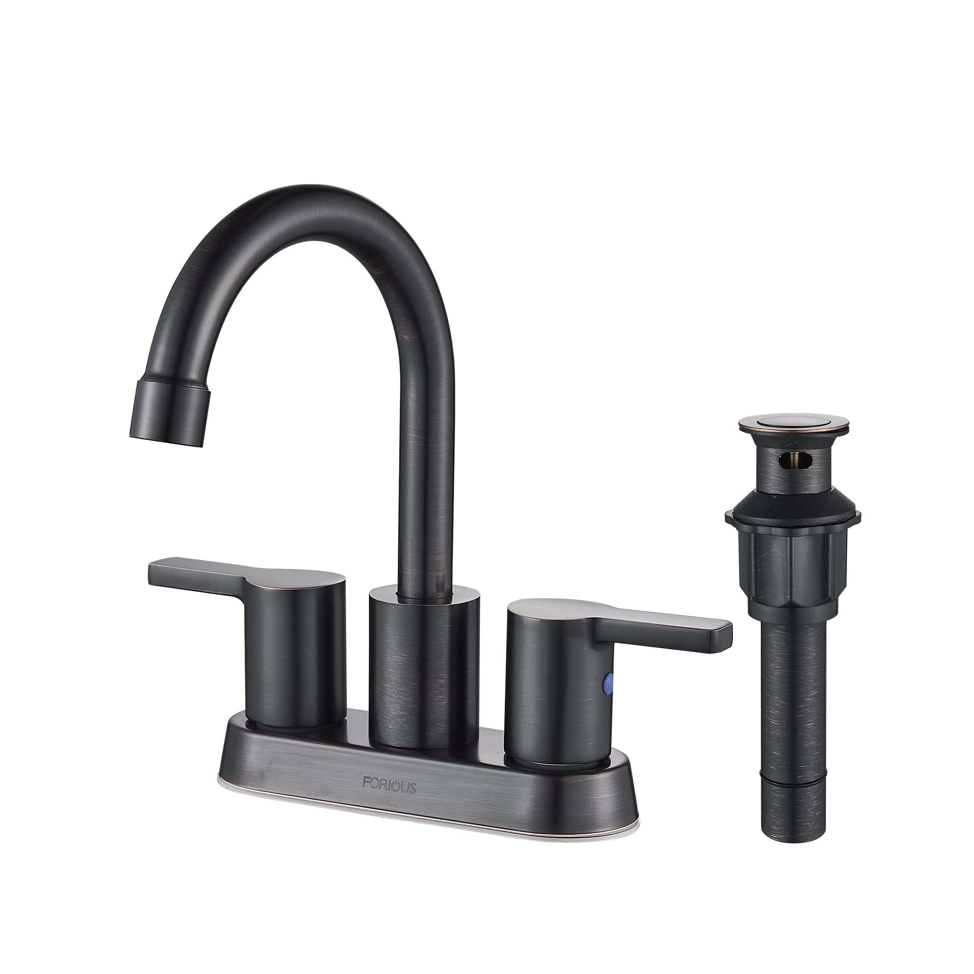 FORIOUS Bathroom Sink Faucet 3 Hole Oil Rubbed Bronze 4 Inch Centerset