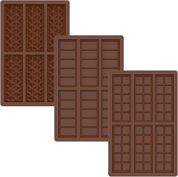 3Pcs Chocolate Bar Mold, Non-Stick Chocolate Molds, Food Grade Silicone Creating Homemade Chocolate Bars, Deep Chocolate Bar Mold for Dubai Chocolate Bar, Candy, Knafeh Pistachio Chocolate Bar
