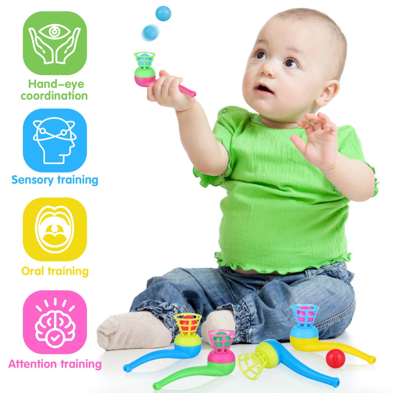 TOYANDONA 20 Pcs Giocattolo Giocattoli Per Bambini Ragazzi Premi In Aula Per Bambini Palle Di Tubi Di Soffiaggio Giocattoli Per Ragazzi Giocattolo Di Equilibrio Soffia Gioco Di