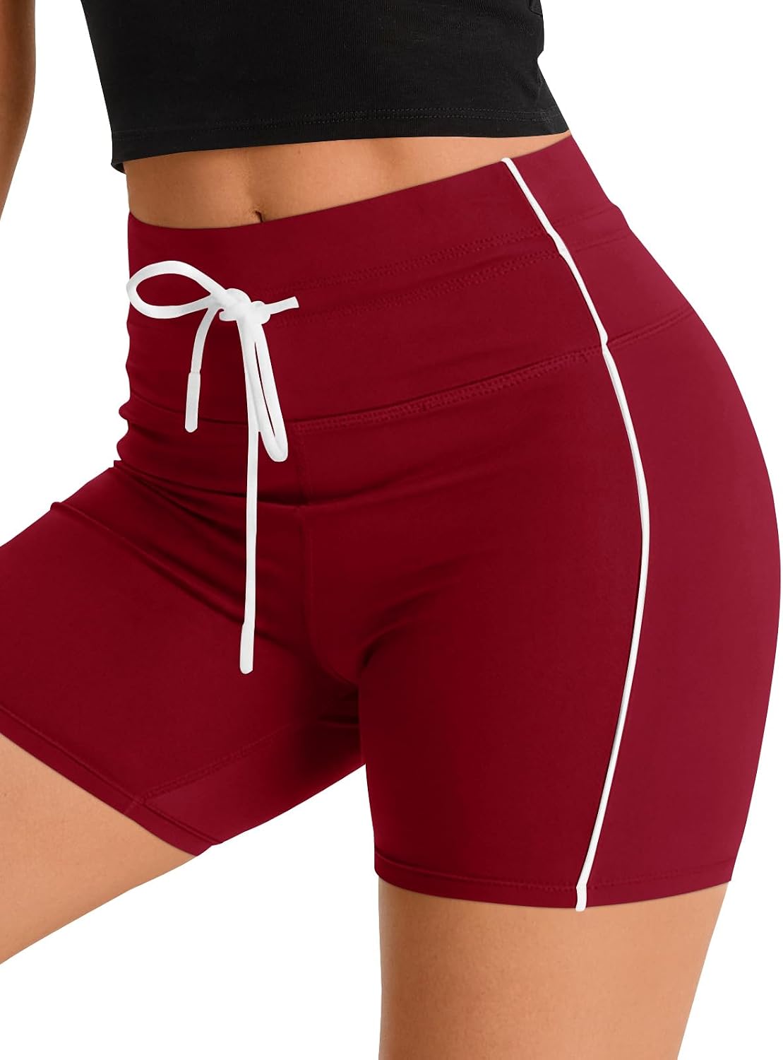 Aoysky Womens Buttery Soft Drawstring Biker Shorts 5" High Waisted Workout Yoga Shorts Running Gym Athletic Short Leggings