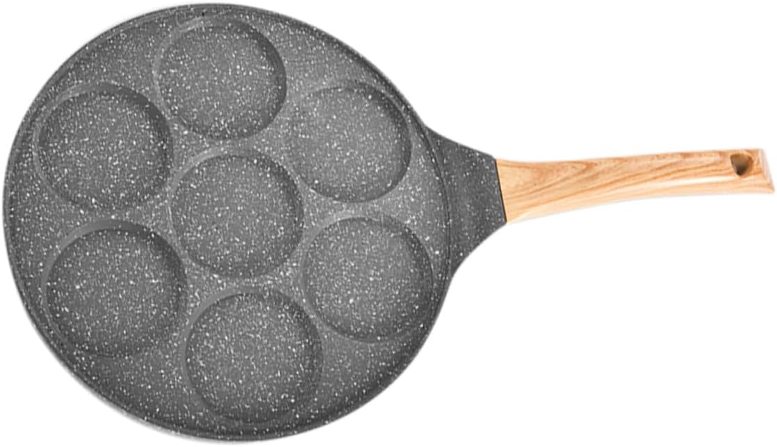 Outdoor Nonstick Seven Hole Pancake Frying Pan for Eggs Stone Material Skillet with Uniform Heating High Temperature Coating Easy to Clean for Home Cooking and Camping