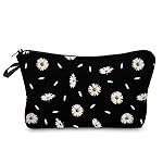 Deanfun Cosmetic Bag for Women, Durable Polyester Makeup Bag Organizer Travel Waterproof Roomy Accessories Daisy Purse Bag Gifts(52366)