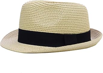 Kids Boys Girls Summer Panama Straw Fedora Hat Short Brim Beach Sun Cap