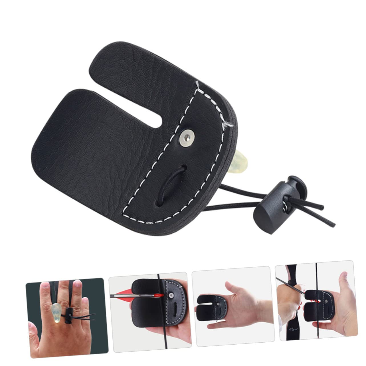 Garneck Adjustable Hunting Thumb Release Finger Protector Arm Guards Comfortable Double-Layer Leather