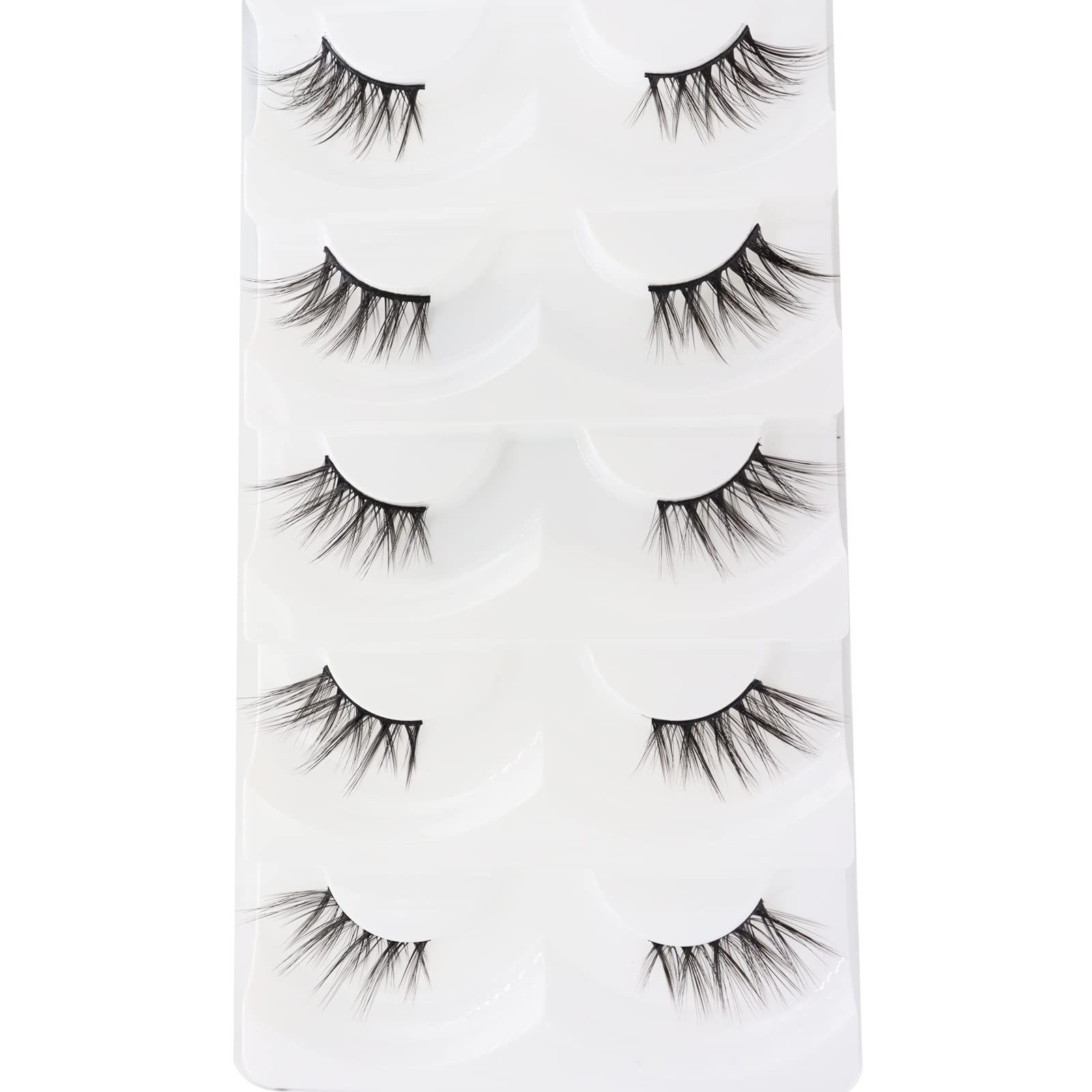 DAODER Eyelashes Half Lashes Natural Look Wispy Cat Eye Mink Lashes Flared Curly 15mm Fake Eye Lashes Extension Reusable Soft Light 3D False Eyelashes for Daily Wear 5 Pairs (8D Half Lashes Flared)