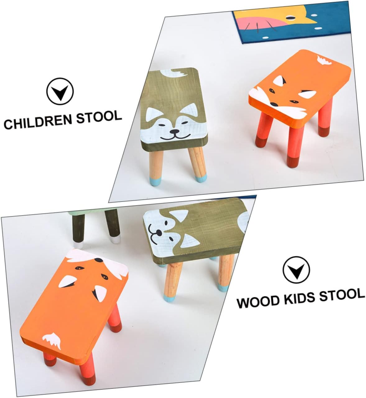 ABOOFAN Foot Stool for and Girls Step Stool Living Room Footstool Non-Skid Design Cartoon Animal Pattern