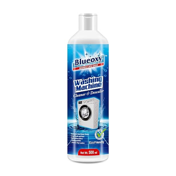 BLUEOXY Washing Machine Cleaner & Descaler | Disinfectant | Odor Remover| Descaler | Mineral Build-up Remover | Fast Acting | Front & Top load |Limescale Remover| Ecological Formulation| 500 ML| QTY 1