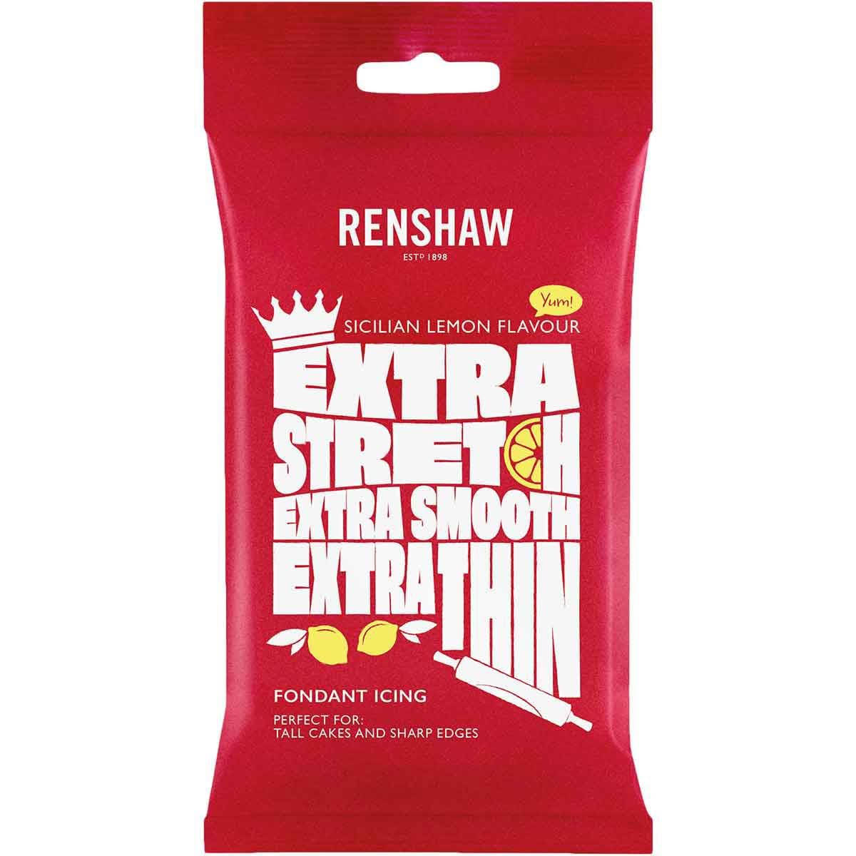 Renshaw - Extra Fondant White, Pâte à Sucre Extra Élastique Goût Vanille, pour Recouvrir Gâteaux et Pâtisseries, Blanc, 1 kg