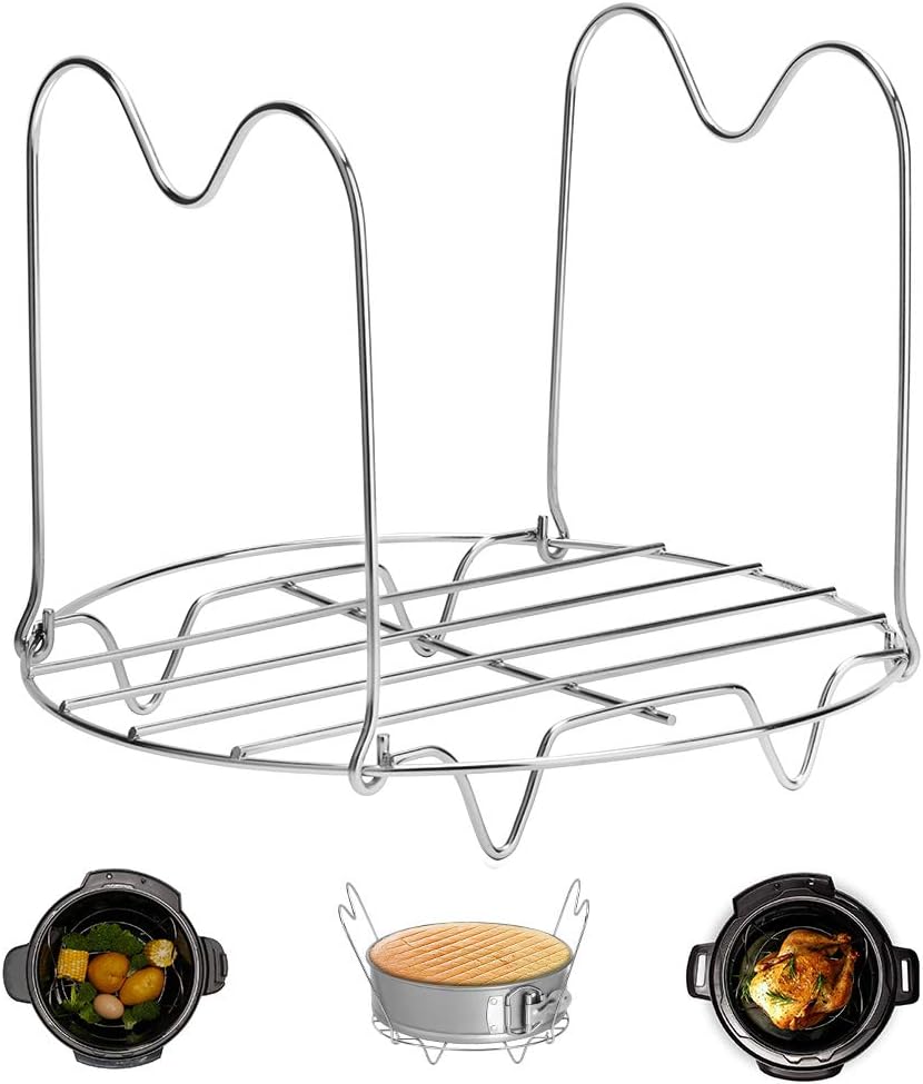 Createy Steamer Rack Trivet with Handles Compatible with Instant Pot Accessories 2.8l 2.8l, Pressure Cooker Trivet Wire Steam Rack, Great for Lifting out Whatever Delicious Meats & Veggies You Cook