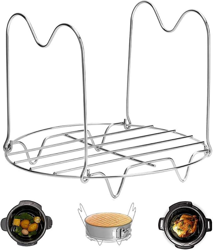 Steamer Rack Trivet with Handles Compatible with Instant Pot Accessories 6 Qt 8 Quart, Pressure Cooker Trivet Wire Steam Rack, Great for Lifting out Whatever Delicious Meats & Veggies You Cook