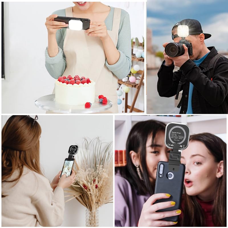 Lampe magnétique à selfie pour téléphone portable rechargeable avec 3 modes d'éclairage/10 niveaux de luminosité à clipser pour iPhone/Android/iPad Lumière pour maquillage TikTok Selfie Vlog