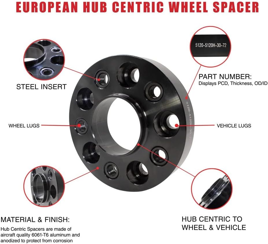 Wheel Accessories Parts 1 Pc Tuner Hub Centric European Vehicle Wheel Spacer with 30mm Thick Fits Bolt Patterns 5 x 130mm