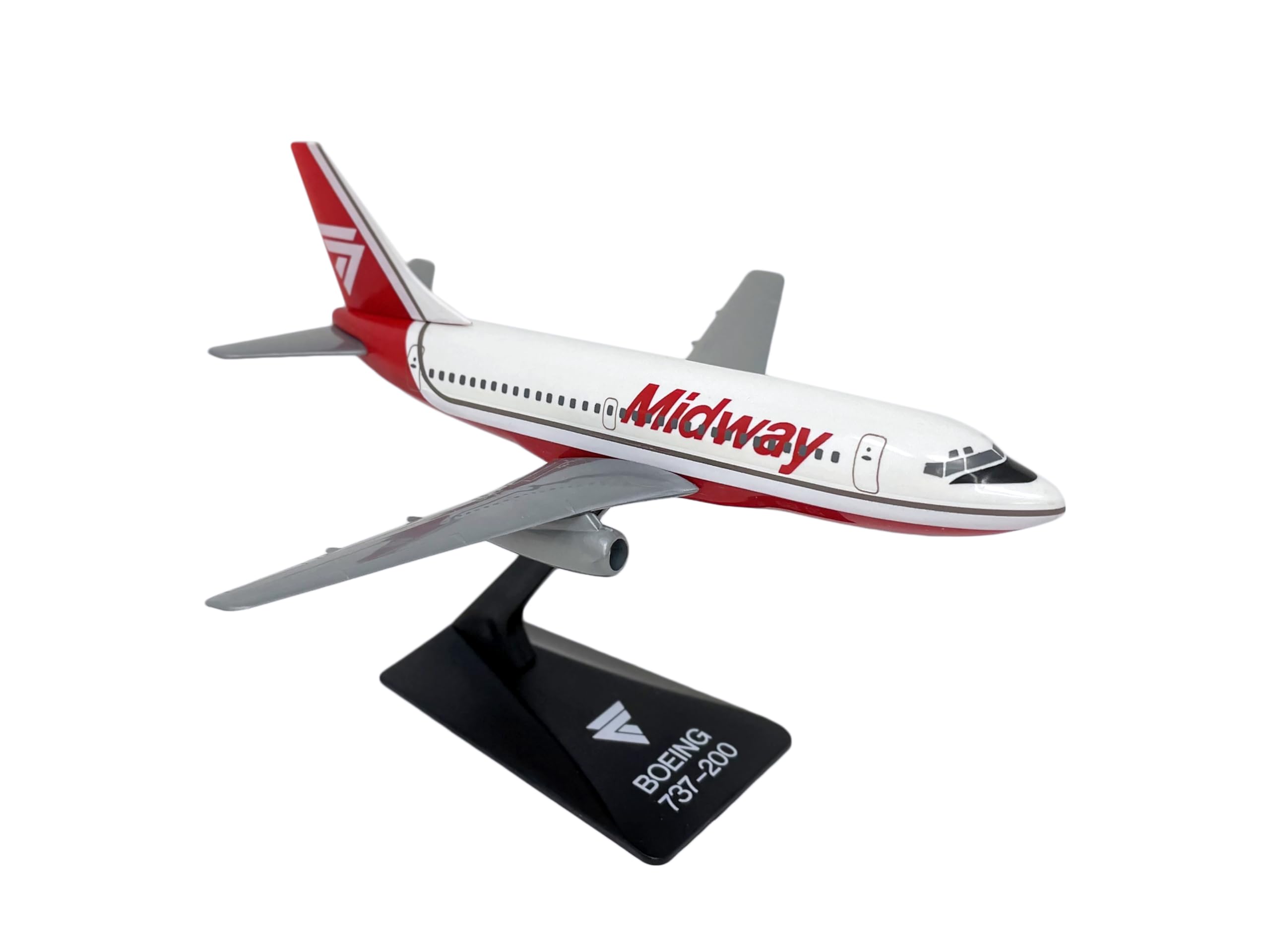 Midway (84-93) Boeing 737-200 1:180 Scale - Plastic Snap-Fit Model Airplane - Collectible Replica of Midway Airlines Aircraft - Part# ABO-73720F-002