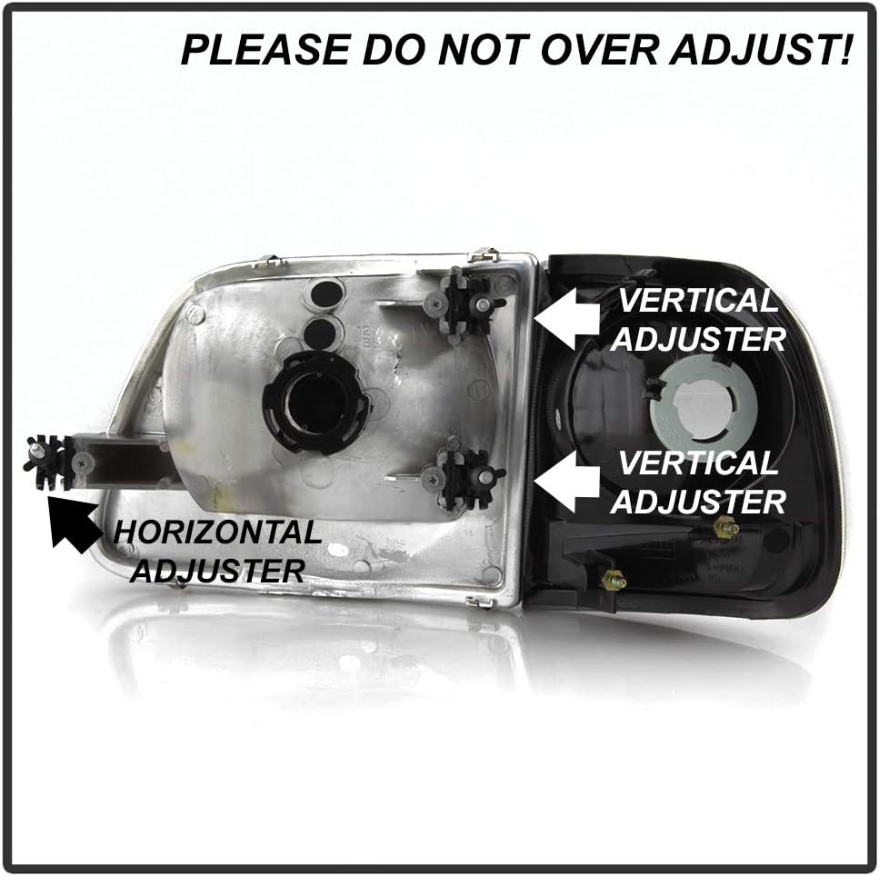 ACANII - For Black 1997-2003 Ford F150 Expedition Lightning Style Headlights Headlamps w/Corner Signal Lights 4pcs Set