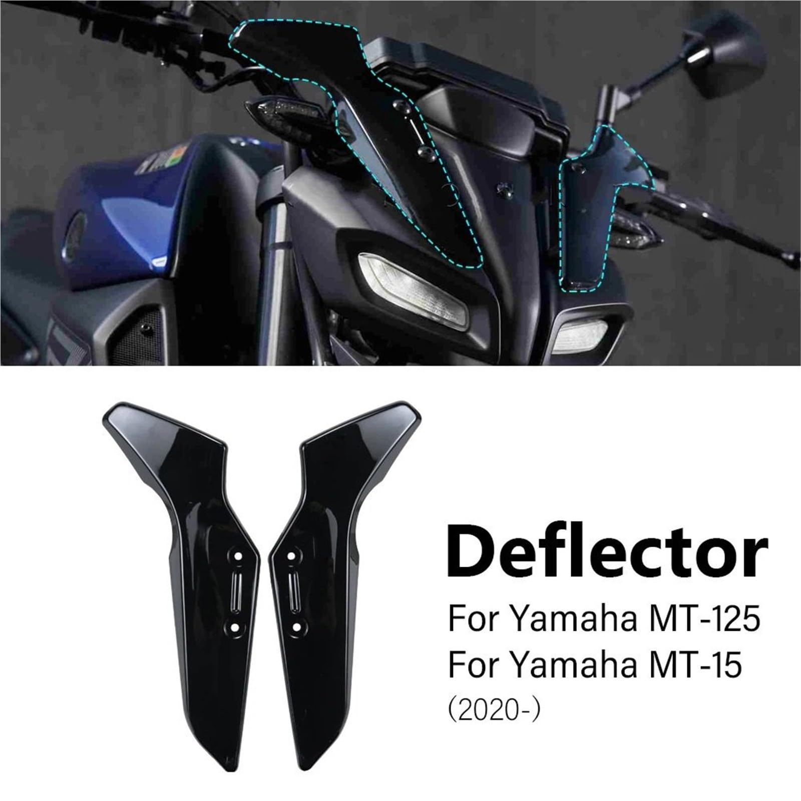 Deflector de Viento Lateral para Parabrisas de Motocicleta Yamaha MT-125, MT-15, MT 125, MT-15 (2020-). Deflector Cupula Moto(Smoke Gray)