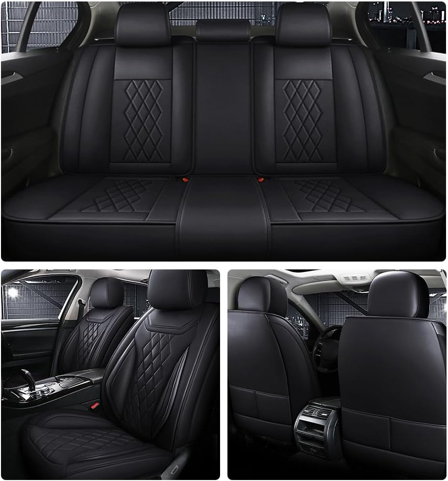 5 Seat Covers for Kia Sportage 2006-2024,Nappa Leather Car Seat Covers,Car Seat Cushions,Waterproof Soft Car Seat Covers,Airbag Compatible Interior Accessories(Standard,Classic+Black)