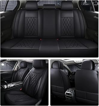 Leather Car Seat Covers for Mitsubishi Mirage G4 2017-2024 Waterproof,Breathable and Non-Slip Napa Leather Car Interior,Comfortable and Durable,Easy to Install(5PCS Comfort,Classic+Black