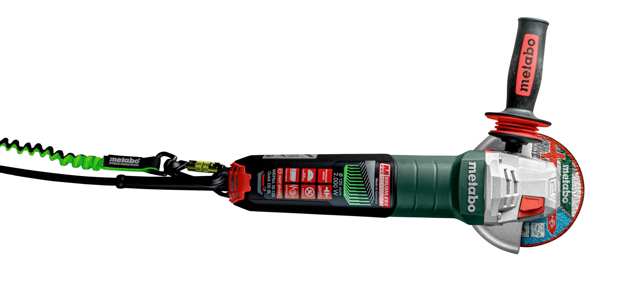 metabo Szlifierka kątowa WEPBA 20-125 Quick DS BL – 2000 W, 125 mm, silnik bezszczotkowy, system M-Quick; niskie wibracje, zabezpieczenie przed uderzeniem, zabezpieczenie przed przeciążeniem – do
