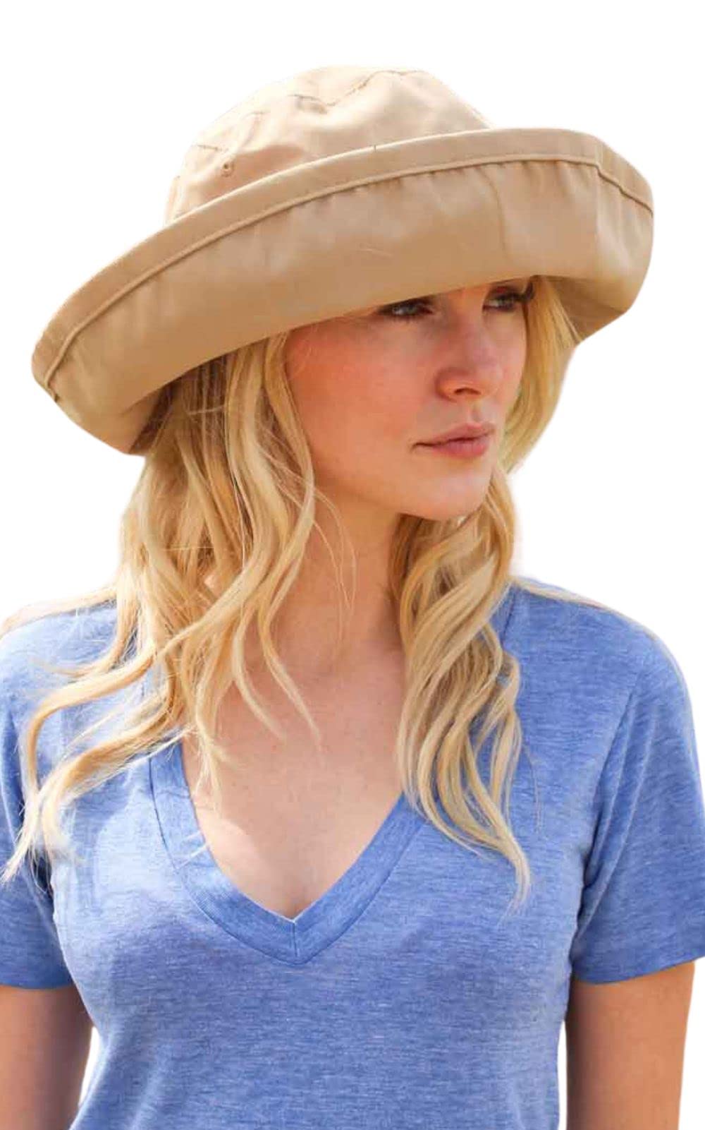 Oversized Womens Bucket Hat for Summer UV Protection Fashionable Travel Sun Hat Breathable Foldable Packable Hat Wide Brim