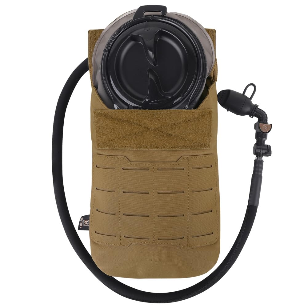 KRYDEX Taktische Molle-Trinktasche mit 1,5 l Innenblase, flaches Profil, Wasserspeichertasche für Molle-Weste, Rucksack, für Radfahren, Wandern, Klettern, Jagd