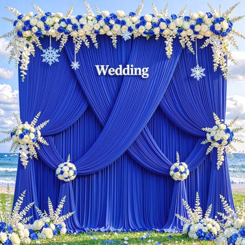 40ftx12ft Wrinkle Free Royal Blue Backdrop Curtain, 8 Panels 12FT Long Wedding Photo Backdrop Drapes, Silky Polyester Back Drop Cloth for Birthday Photography Background Party Backdrop Draping by Shillance - Used condition - Image 4