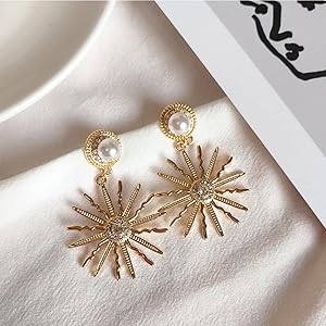 Amazon.com: Bohemian Sun Drop Earrings Vintage Star Gold