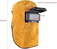 Vista 4 de Welding Helmet Mask with Lens, Leather Welding Hood Work Hat, Adjustable Welding Helmet Mask, Sweat Absorption, Heat Resistant, Breathable, for