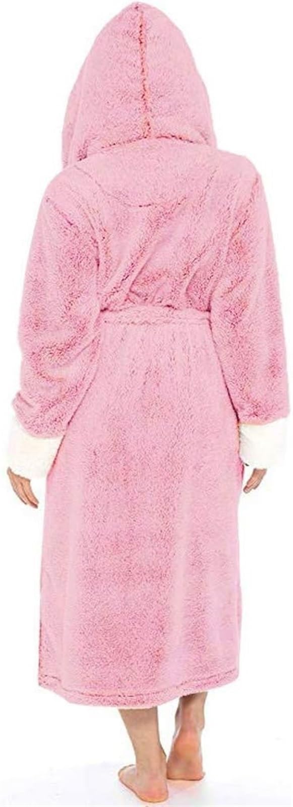 Szlafrok Plus Size Fuzzy Fleece Robe Damska Piżama Miękkie, Lekkie, Ciepłe Szlafroki Z Kapturem Odzież(C,S)