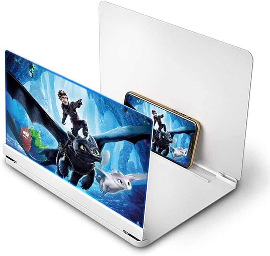 Phone Magnifying Screen Best Foldable Phone Screen Amplifier with 3D Magnifier Projector for Movies Videos Compatible All Smartphones (Color : Black Size : 18inch) (White 18inch)