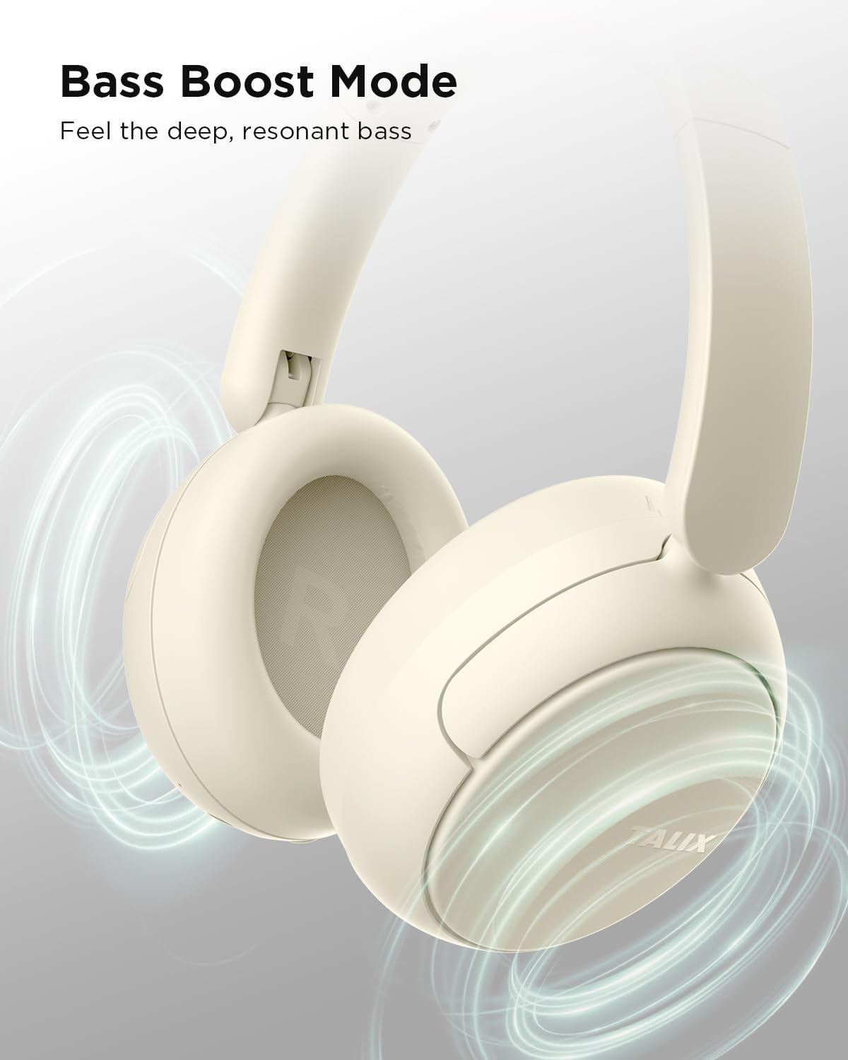 TALIX H30 Hybrid Active Noise Cancelling Headphones, Wireless Over-Ear Bluetooth Headphones, 110H Playtime, Hi-Res Audio, Bass Boost, Clear Calls, Comfortable Fit, Bluetooth 6.0 Headset (White)