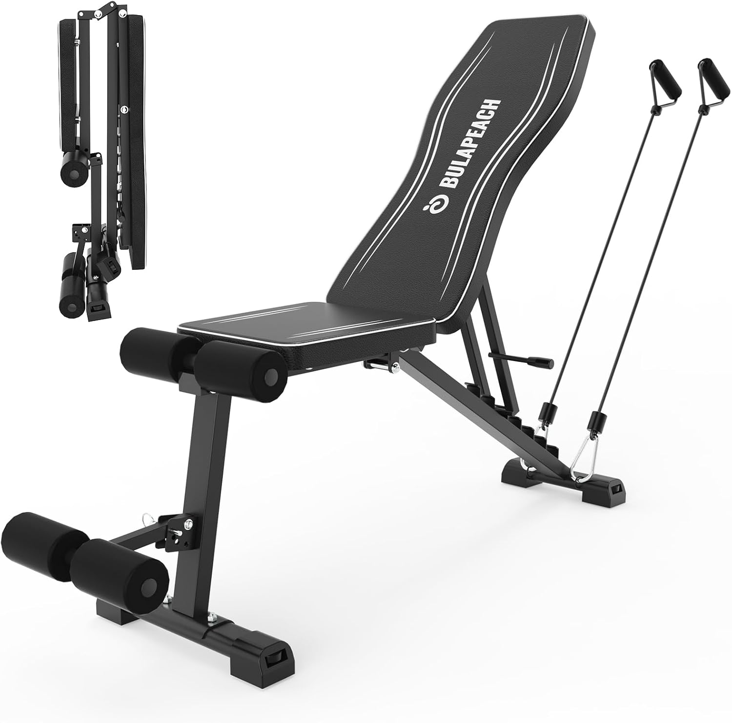 Adjustable Weight Bench Workout Bench for Home Gym, Foldable Workout Bench 700LBS Weight Capacity for Full Body Strength Training,Incline Flat Decline Sit-up Bench (2 Resistance Bands)