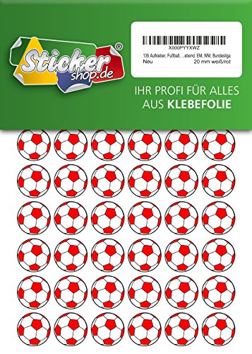 135 pegatinas de fútbol de 20 mm, color blanco y rojo, de PVC, autoadhesivas, para la Copa del Mundo de la Bundesliga Cover