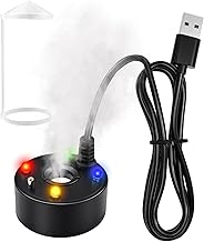 Mist Maker, 5V Water Fountain Atomizer, USB Mist Water Fountain with Splash Guard, 4 LED Colour Changing Mister Fogger Air Humidifier, for Halloween Party, Fountain, Pond, Rockery Yard