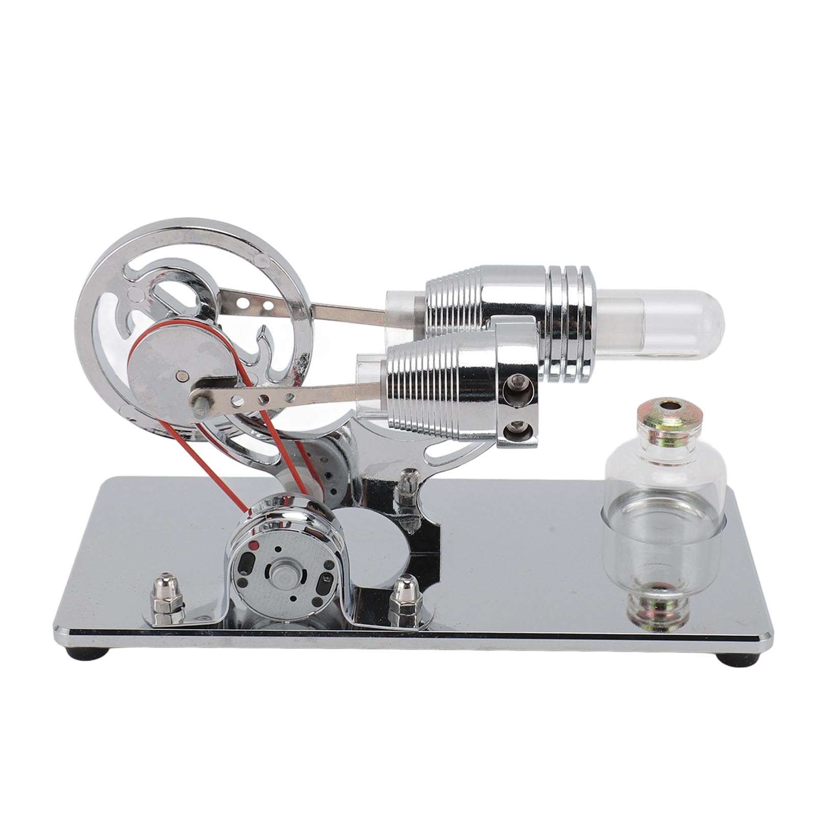 Generic Modello di Motore Sterling con Lampadina a LED, Materiale Durevole per Scopi Educativi, Ideale per Progetti Scientifici per Bambini, Dimensioni 6,9x3,7x4,5 Pollici (SILVER)