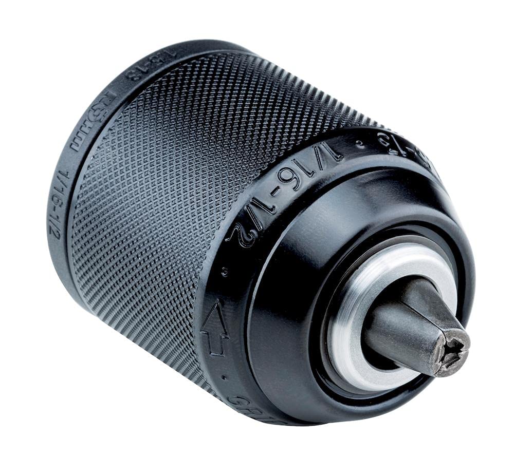 Keyless Drill Chuck Extra-RV50-13, Röhm 1322451, Mount 1/2-20, Clamping Capacity 1.5-13 with Radial Locking, Metal Design, with Through-Hole