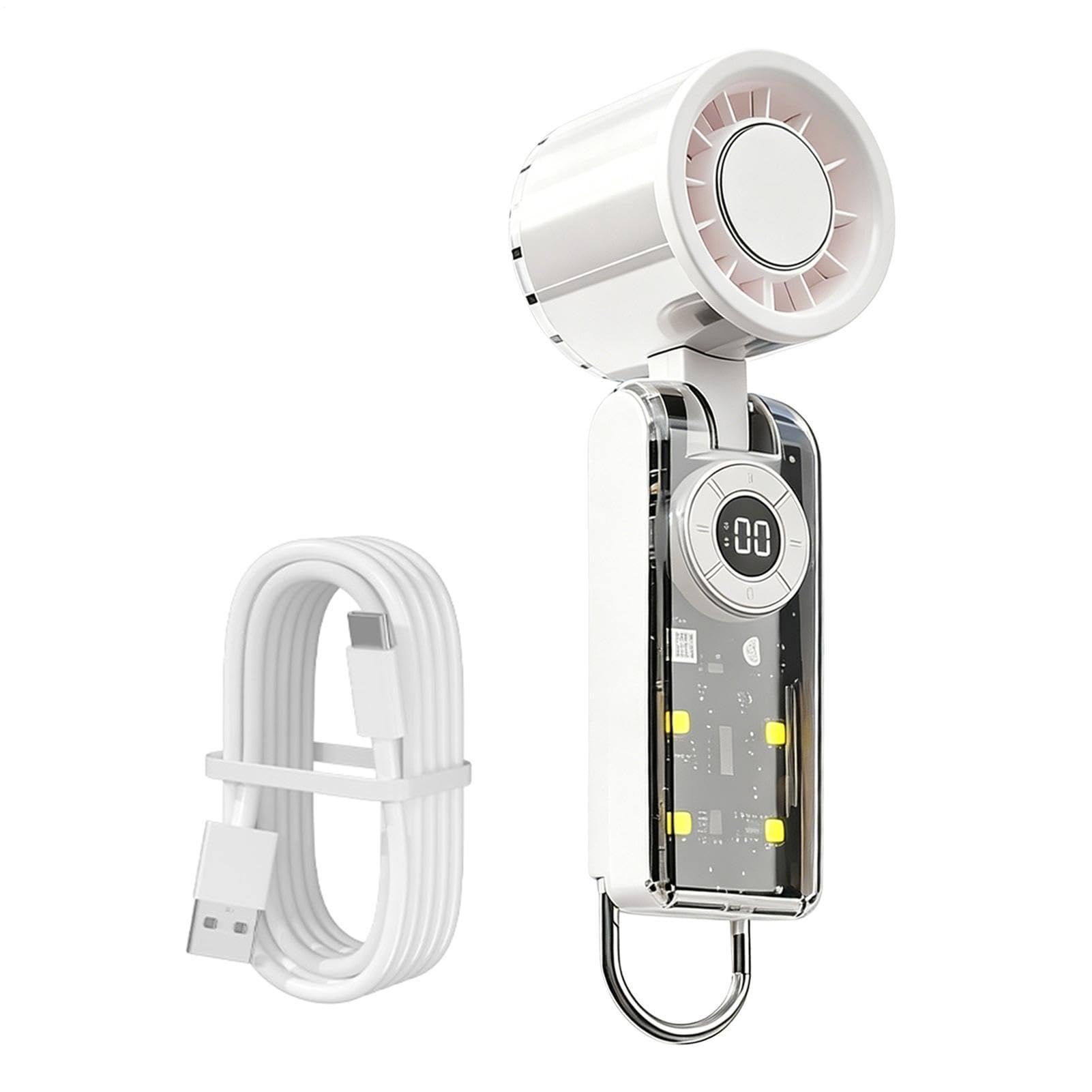 Ventilador portátil de mano recargable por USB para combatir el calor en la oficina