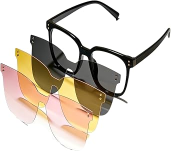 Magnetic Clip on Sunglasses for Men Women, 3 Pack UV400 Anti-Glare Polarized Clip on Sunglasses for Day Night
