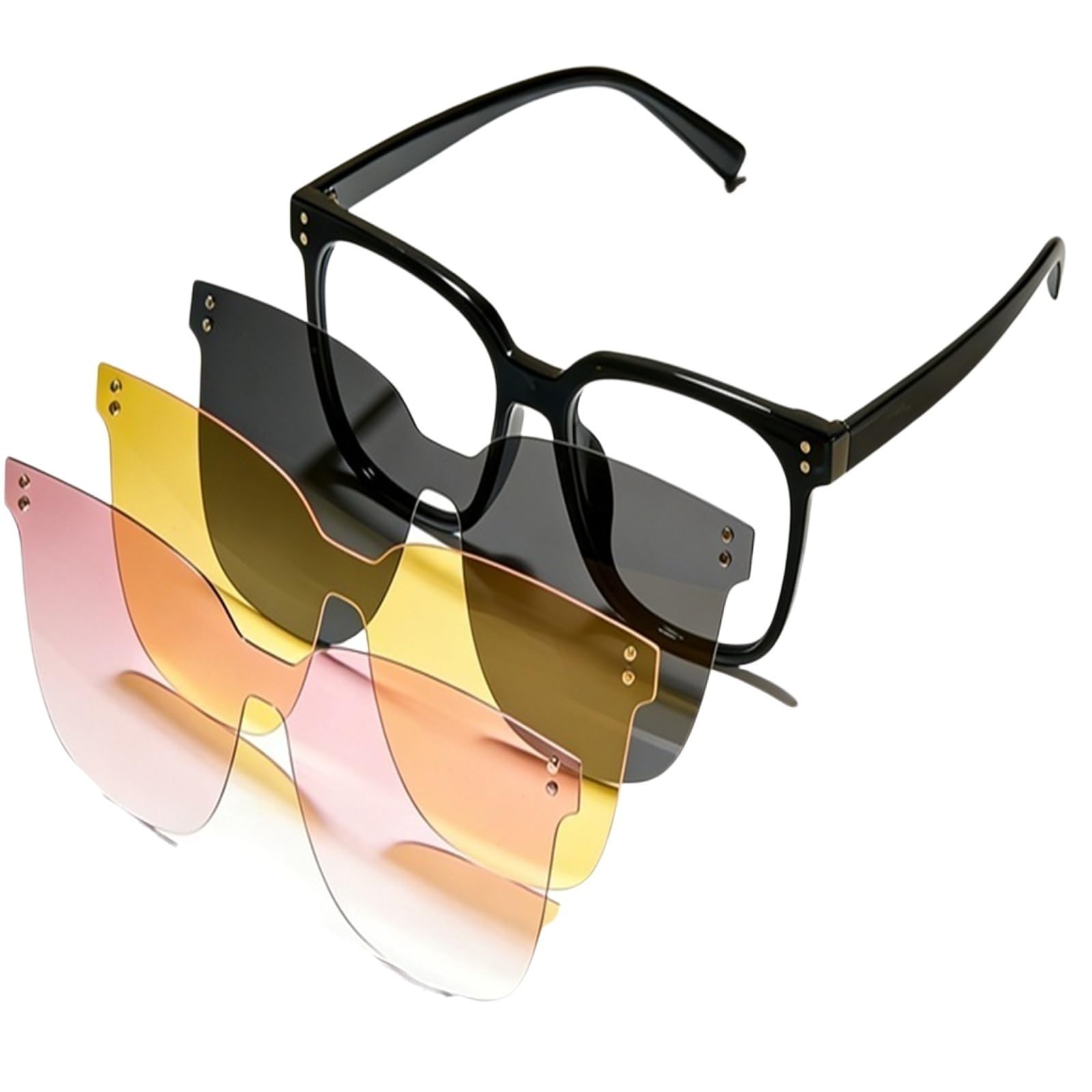 DoouBao Magnetic Clip on Sunglasses for Men Women, 3 Pack UV400 Anti-Glare Polarized Clip on Sunglasses for Day Night